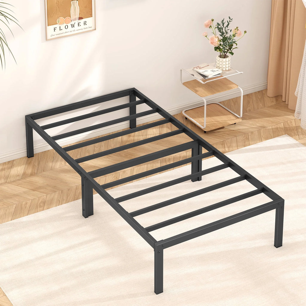 Heavy Duty Queen Size Metal Platform Bed Frame with 14 inch Under Bed Storage, Black B895