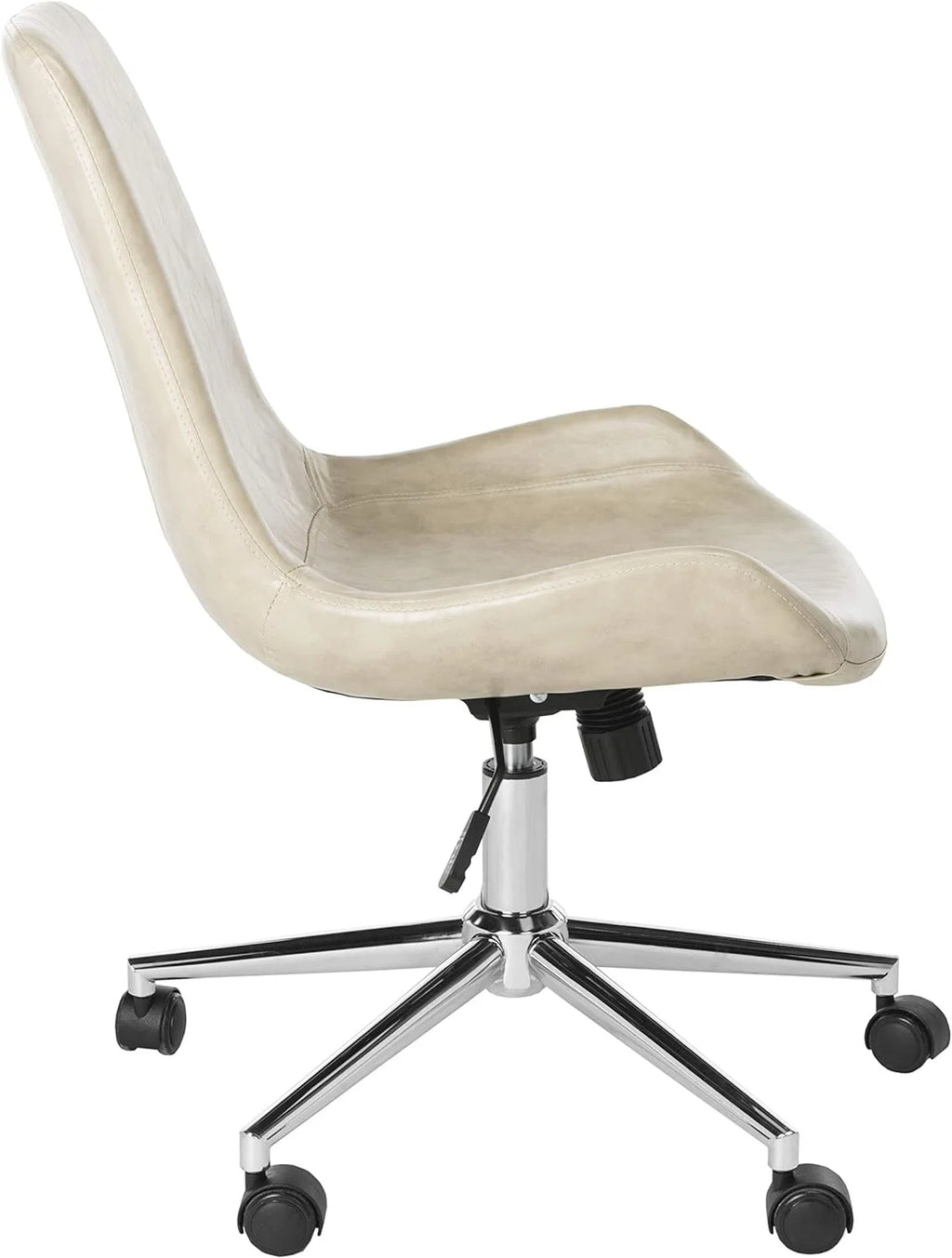 Beige Faux Leather Swivel Adjustable Office Desk Chair E4766