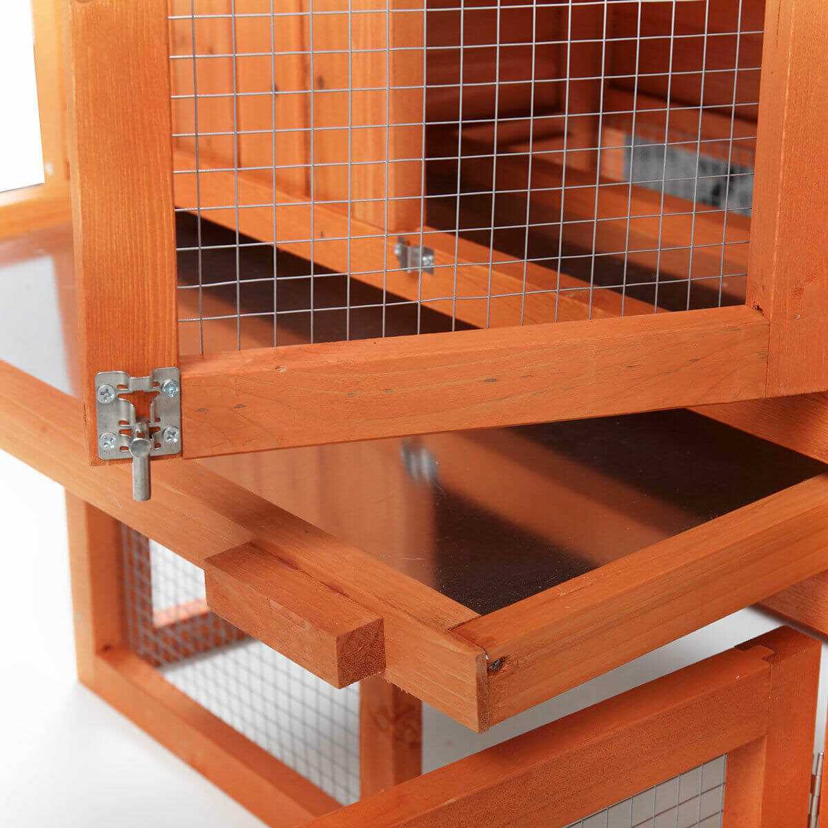 2-Tier Outdoor Wooden Rabbit Hutch with Ramp W58324