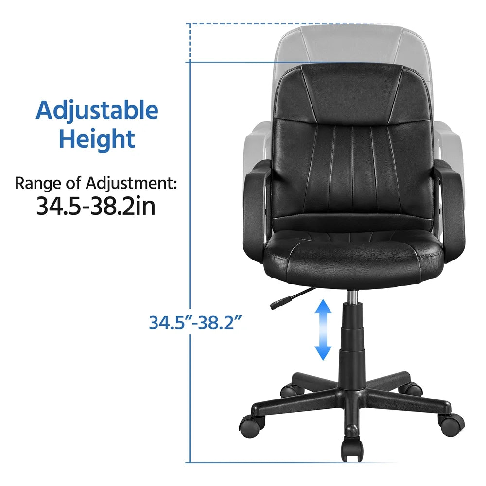 Black Faux Leather Swivel Office Chair Set of 2 Q647